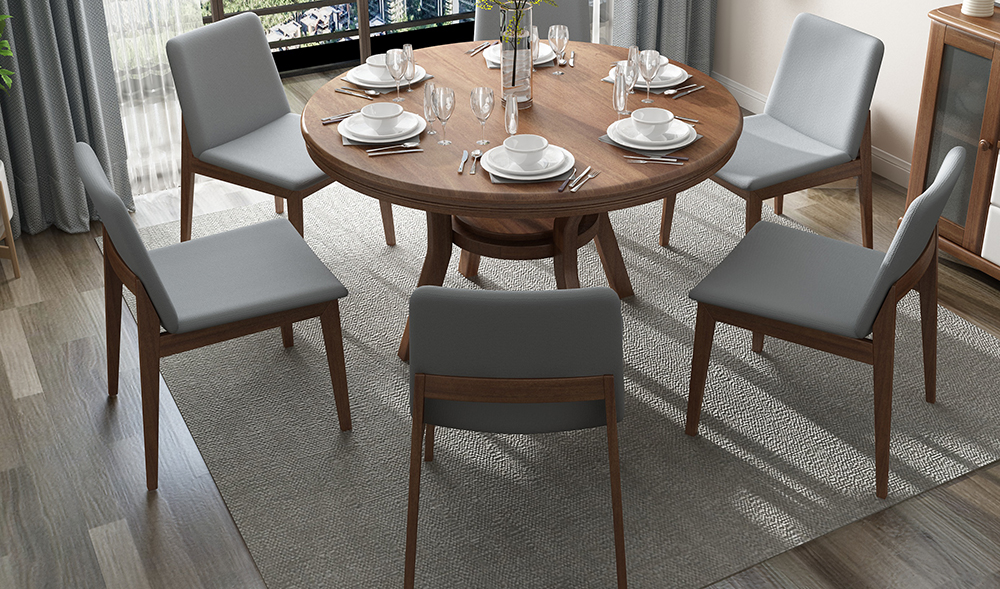 L1102圆餐台+M1101餐椅+U6201餐边柜