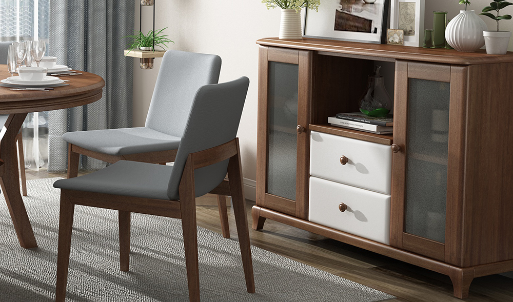 L1102圆餐台+M1101餐椅+U6201餐边柜